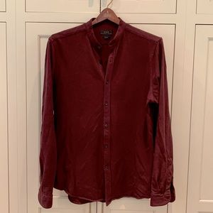 Zara collarless button down